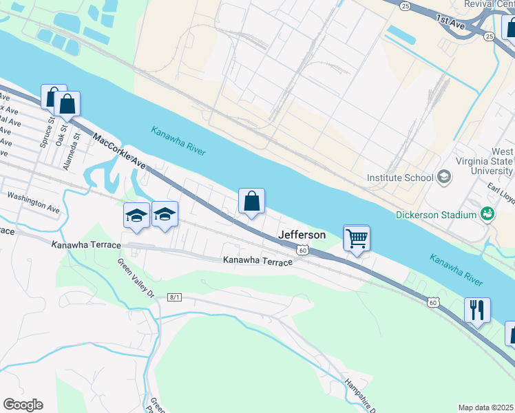 map of restaurants, bars, coffee shops, grocery stores, and more near 102 Faulkner St in St Albans