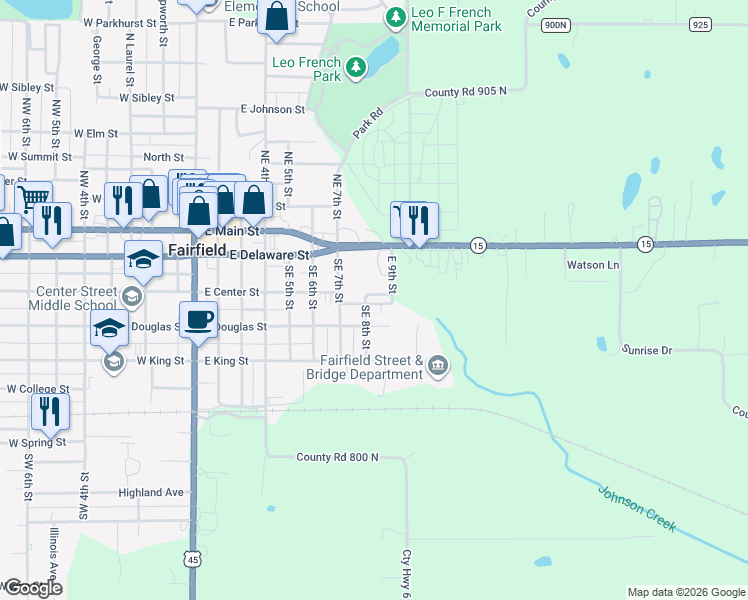 map of restaurants, bars, coffee shops, grocery stores, and more near Witter Drive in Fairfield