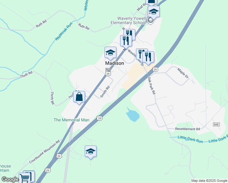 map of restaurants, bars, coffee shops, grocery stores, and more near 306 Smith Road in Madison