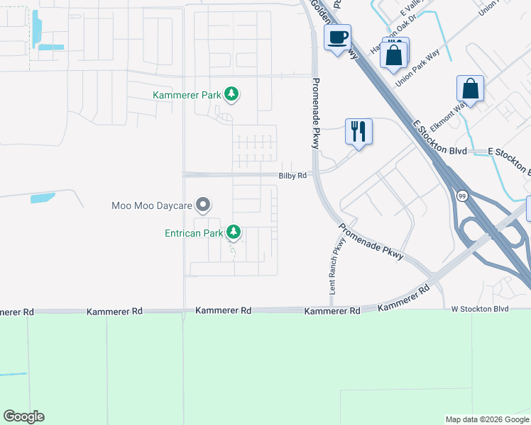 map of restaurants, bars, coffee shops, grocery stores, and more near 8842 Aria Way in Elk Grove