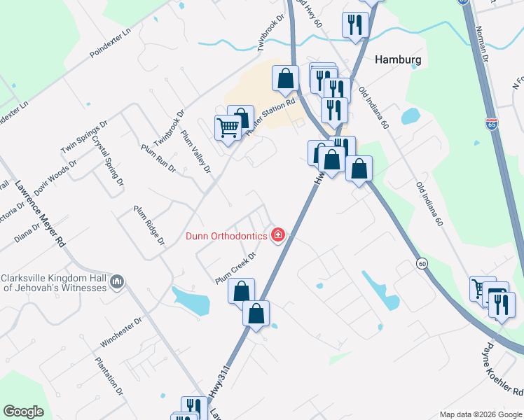 map of restaurants, bars, coffee shops, grocery stores, and more near 7923 Westmont Drive in Sellersburg