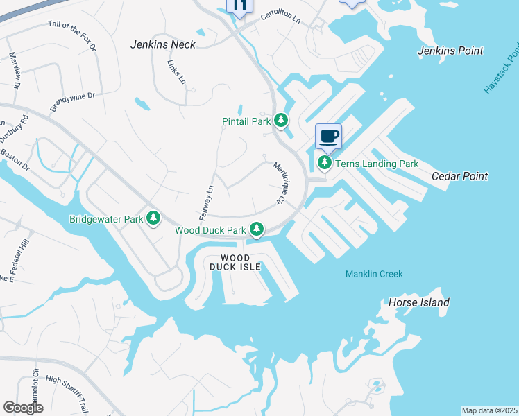 map of restaurants, bars, coffee shops, grocery stores, and more near 43 Martinique Circle in Berlin