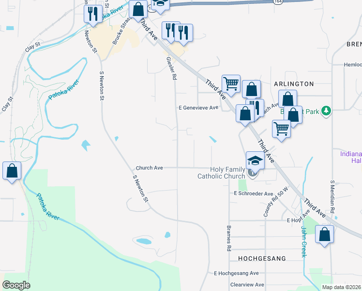 map of restaurants, bars, coffee shops, grocery stores, and more near 813 Giesler Road in Jasper