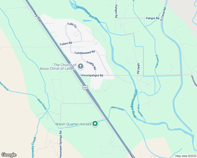 map of restaurants, bars, coffee shops, grocery stores, and more near 21071 Uncompahgre Road in Montrose