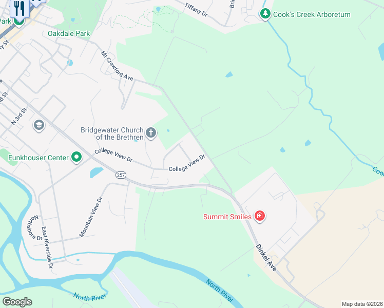 map of restaurants, bars, coffee shops, grocery stores, and more near 106 Wheatland Drive in Bridgewater