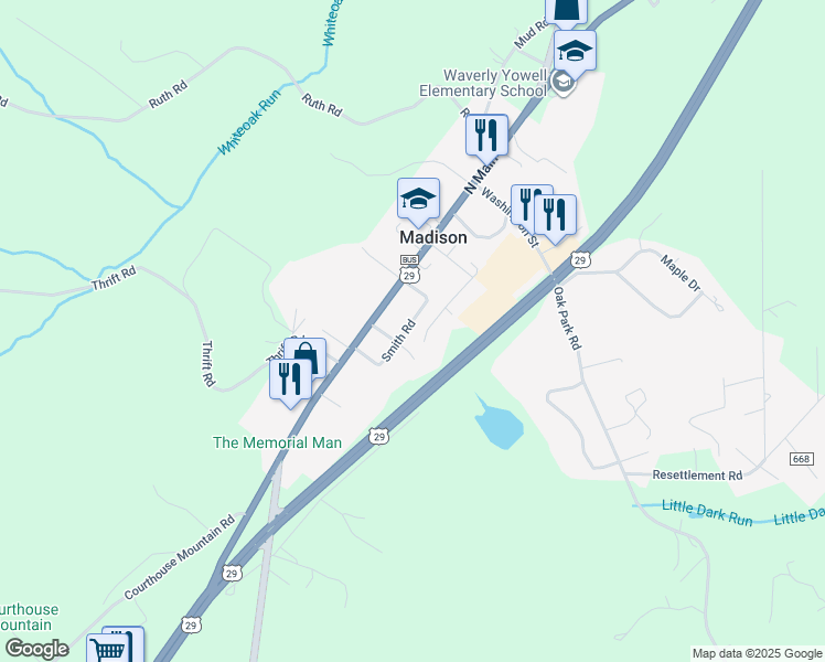 map of restaurants, bars, coffee shops, grocery stores, and more near 306 Smith Road in Madison