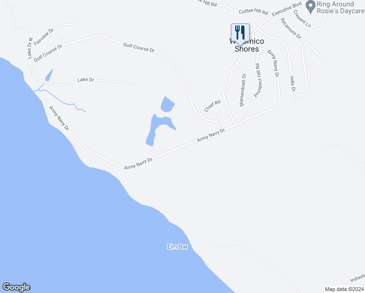 map of restaurants, bars, coffee shops, grocery stores, and more near Army Navy Drive in Mechanicsville