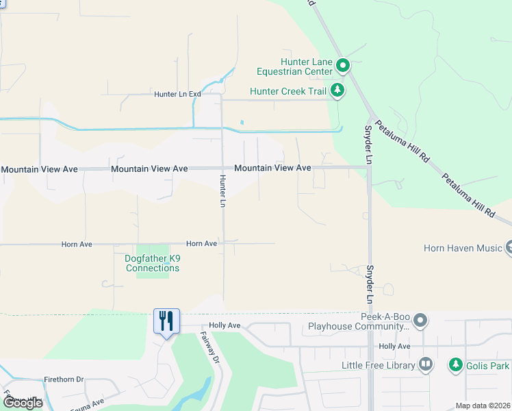 map of restaurants, bars, coffee shops, grocery stores, and more near 622 Mountain View Avenue in Santa Rosa