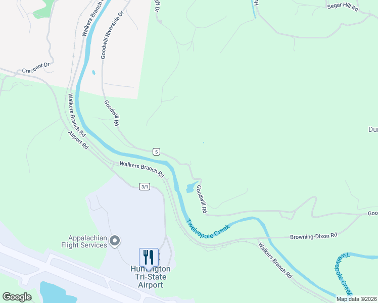 map of restaurants, bars, coffee shops, grocery stores, and more near 1263 Goodwill Road in Huntington