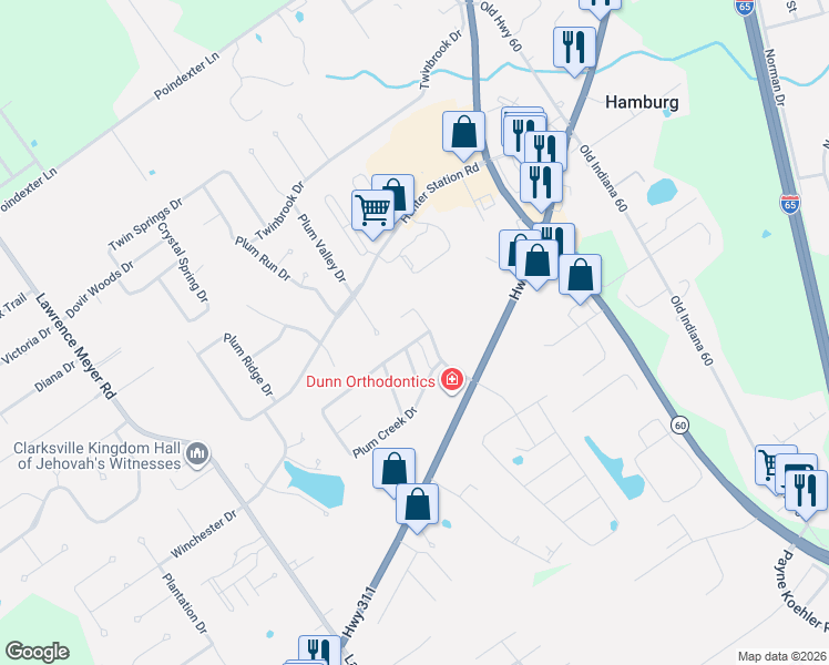 map of restaurants, bars, coffee shops, grocery stores, and more near 7923 Westmont Drive in Sellersburg