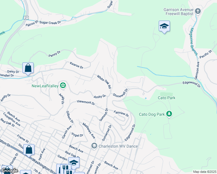 map of restaurants, bars, coffee shops, grocery stores, and more near 707 White Oak Road in Charleston