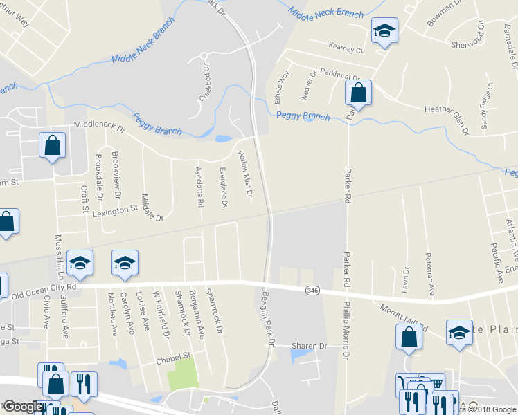 map of restaurants, bars, coffee shops, grocery stores, and more near 201 Hollow Mist Drive in Salisbury