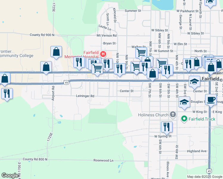 map of restaurants, bars, coffee shops, grocery stores, and more near 300-398 SW 11th St in Fairfield