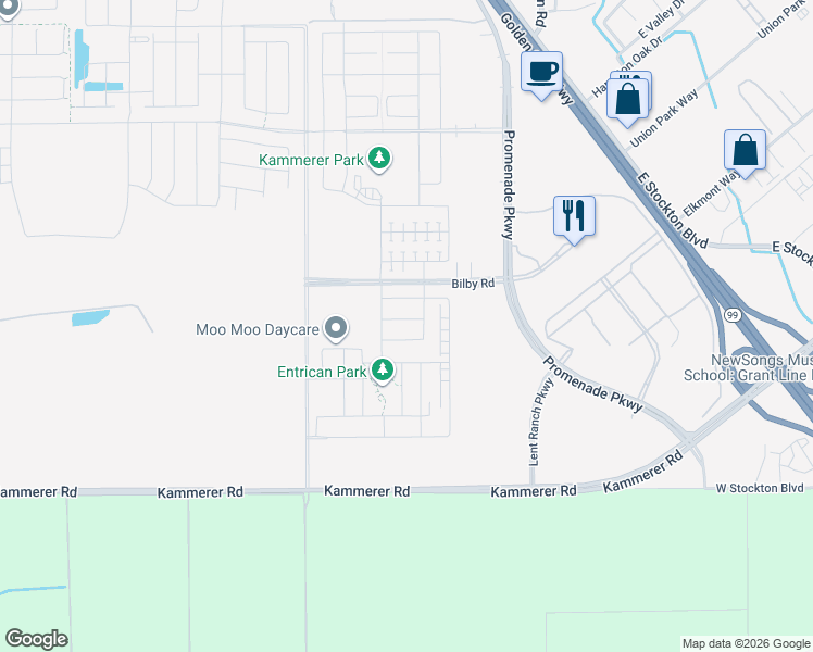 map of restaurants, bars, coffee shops, grocery stores, and more near 8813 Aria Way in Elk Grove