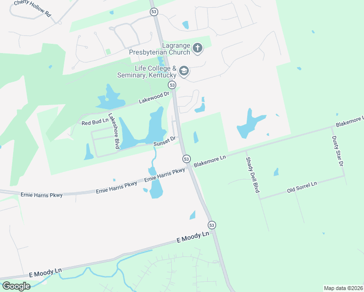 map of restaurants, bars, coffee shops, grocery stores, and more near 2501 Kentucky 53 in La Grange