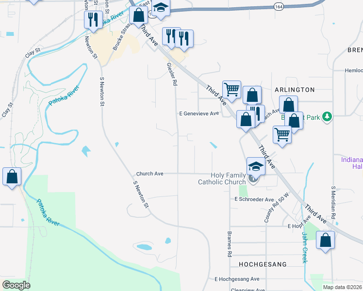 map of restaurants, bars, coffee shops, grocery stores, and more near 813 Giesler Road in Jasper