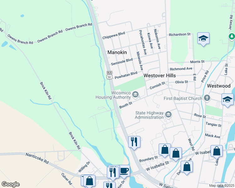 map of restaurants, bars, coffee shops, grocery stores, and more near 28706 West Salisbury Parkway in Salisbury