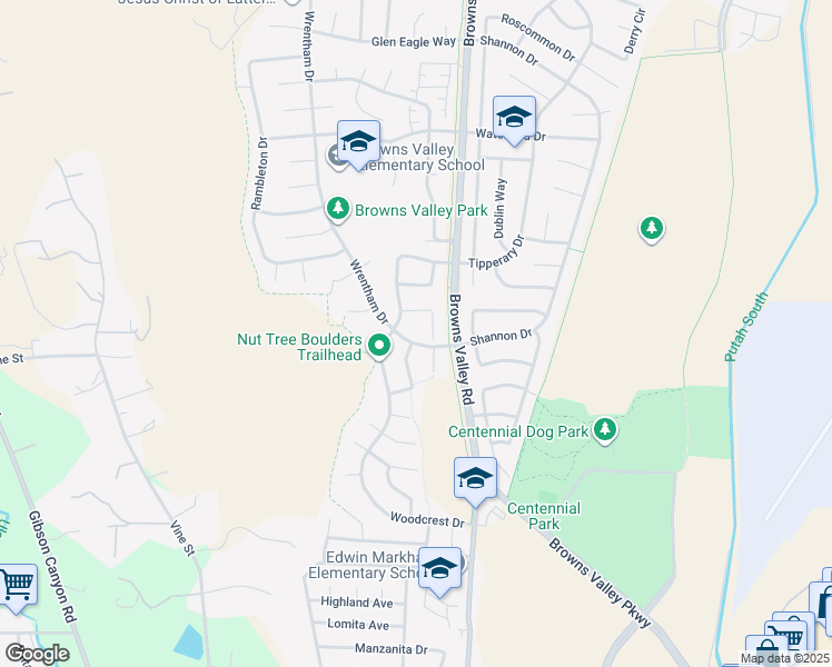 map of restaurants, bars, coffee shops, grocery stores, and more near 200 Alder Crest Way in Vacaville