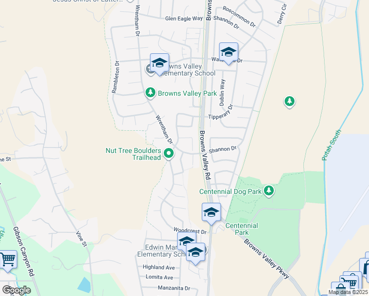map of restaurants, bars, coffee shops, grocery stores, and more near 200 Alder Crest Way in Vacaville
