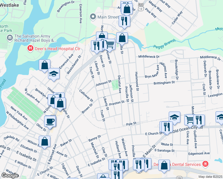 map of restaurants, bars, coffee shops, grocery stores, and more near 920 Brown Street in Salisbury