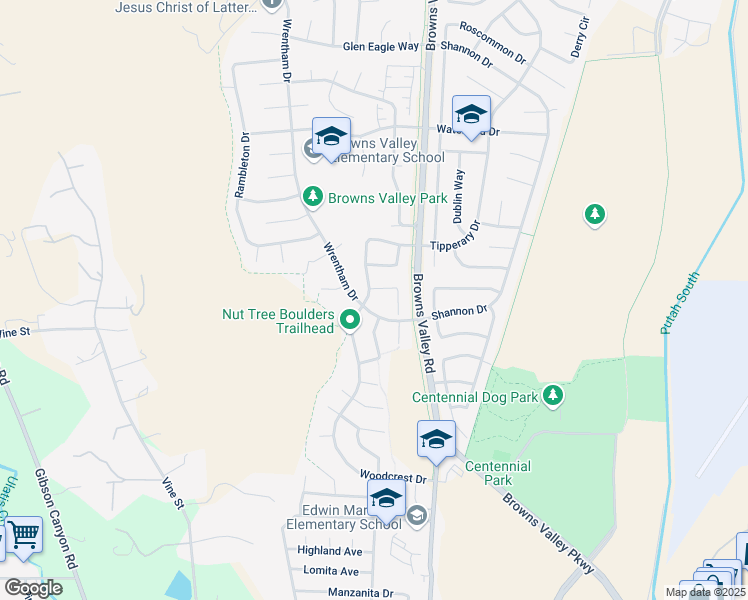 map of restaurants, bars, coffee shops, grocery stores, and more near 291 Woodcrest Drive in Vacaville