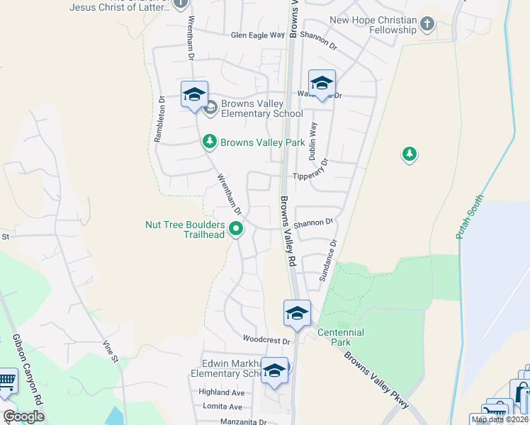 map of restaurants, bars, coffee shops, grocery stores, and more near 1001 Woodcrest Court in Vacaville