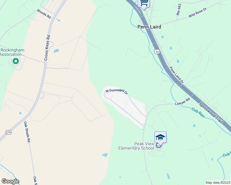 map of restaurants, bars, coffee shops, grocery stores, and more near 5970 West Donnagail Drive in Penn Laird