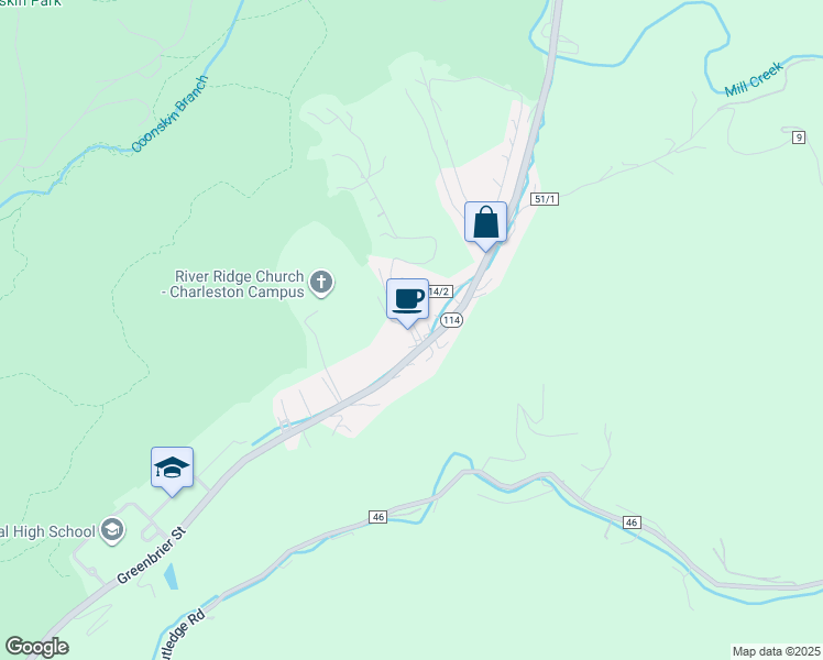 map of restaurants, bars, coffee shops, grocery stores, and more near 2165 Greenbrier Street in Charleston