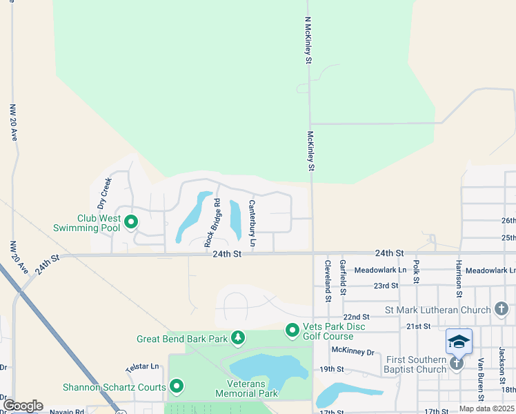 map of restaurants, bars, coffee shops, grocery stores, and more near 4201 Quail Creek Drive in Great Bend