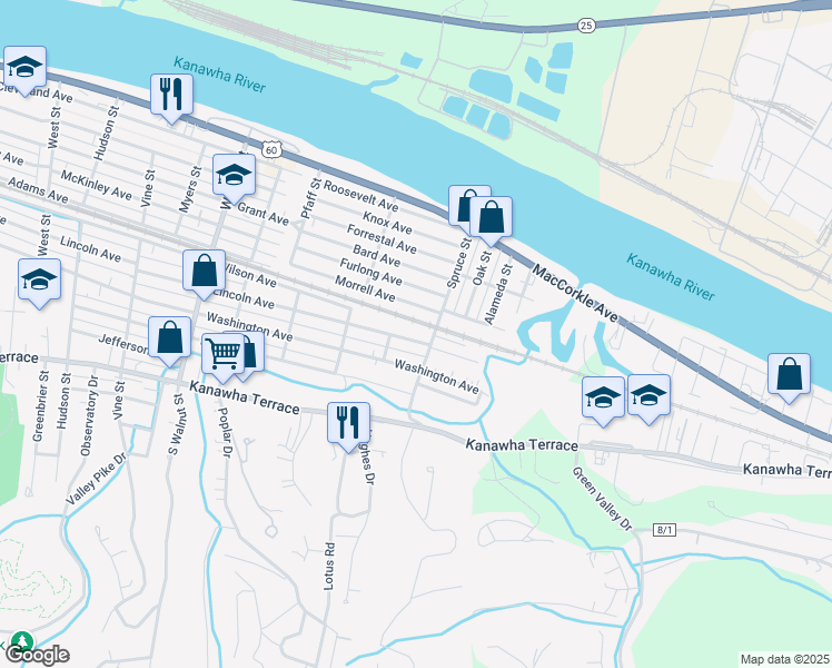 map of restaurants, bars, coffee shops, grocery stores, and more near 2750 Lincoln Avenue in St. Albans