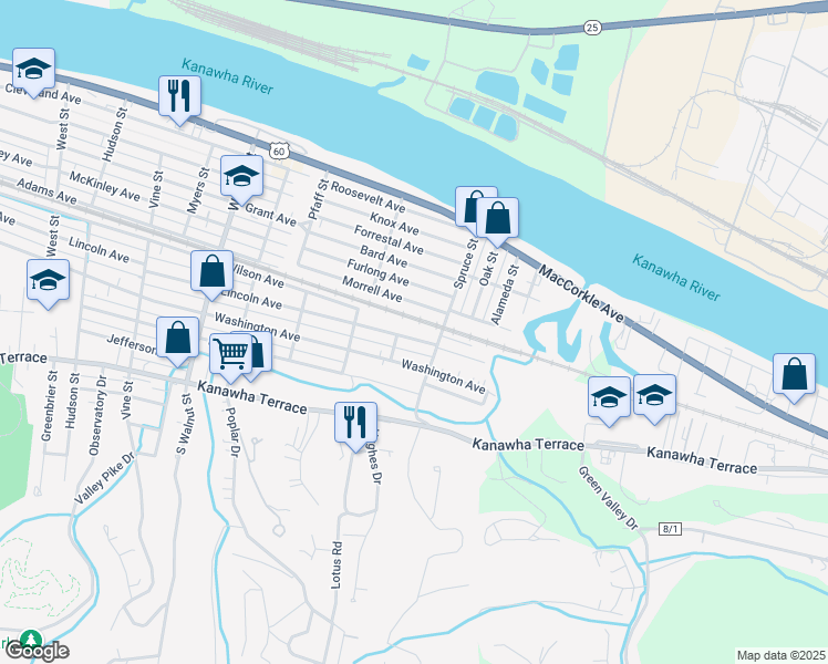 map of restaurants, bars, coffee shops, grocery stores, and more near 2750 Lincoln Ave in St Albans