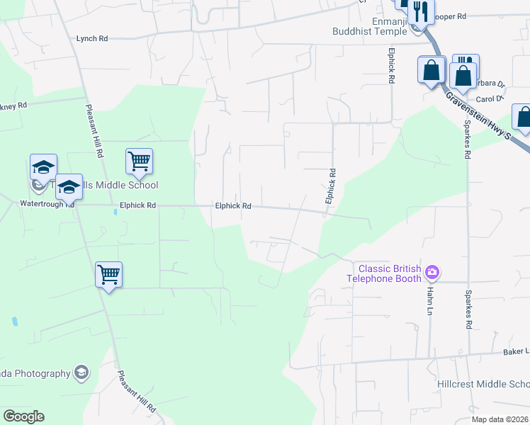 map of restaurants, bars, coffee shops, grocery stores, and more near 8061 Elphick Road in Sebastopol