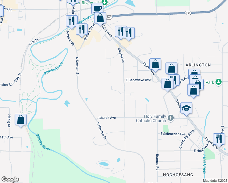 map of restaurants, bars, coffee shops, grocery stores, and more near 680 Giesler Road in Jasper