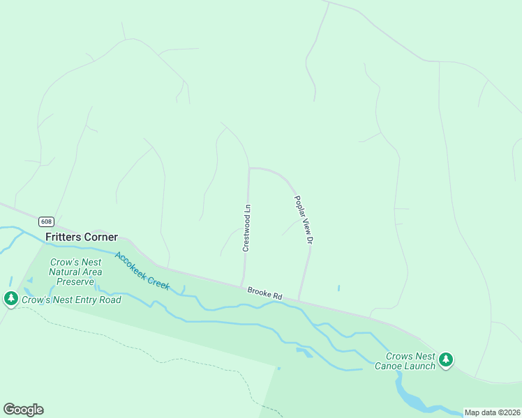 map of restaurants, bars, coffee shops, grocery stores, and more near 40 Crestwood Ln in Stafford