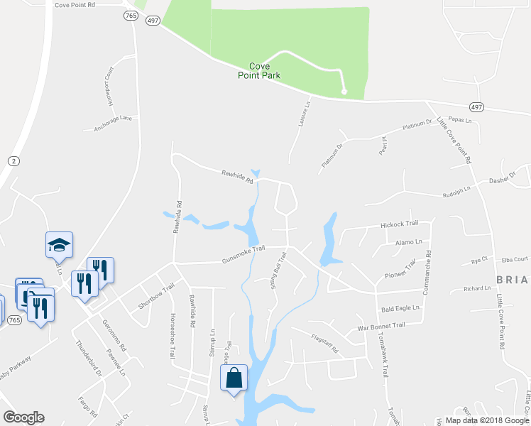 map of restaurants, bars, coffee shops, grocery stores, and more near 11268 Sitting Bull Circle in Lusby