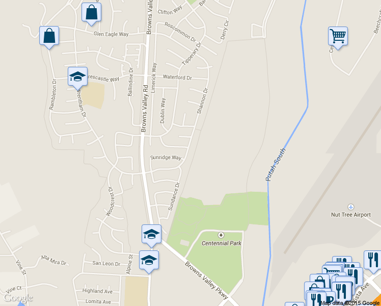 map of restaurants, bars, coffee shops, grocery stores, and more near 435 Shannon Drive in Vacaville