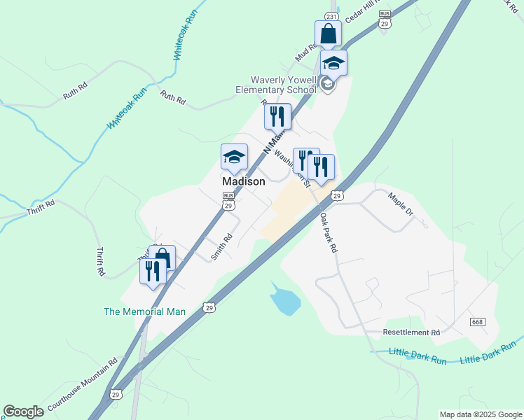 map of restaurants, bars, coffee shops, grocery stores, and more near 218 Church Street in Madison
