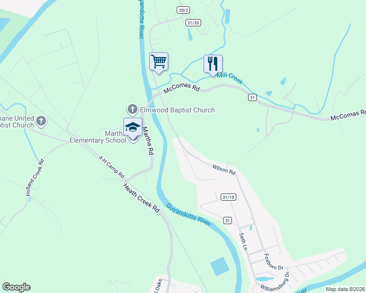 map of restaurants, bars, coffee shops, grocery stores, and more near 3006 Wilson Road in Barboursville