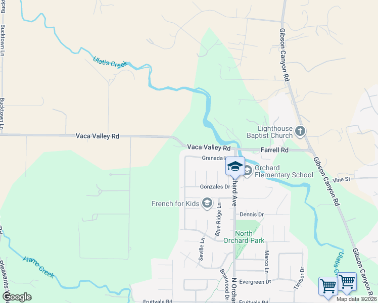 map of restaurants, bars, coffee shops, grocery stores, and more near 872 Granada Lane in Vacaville