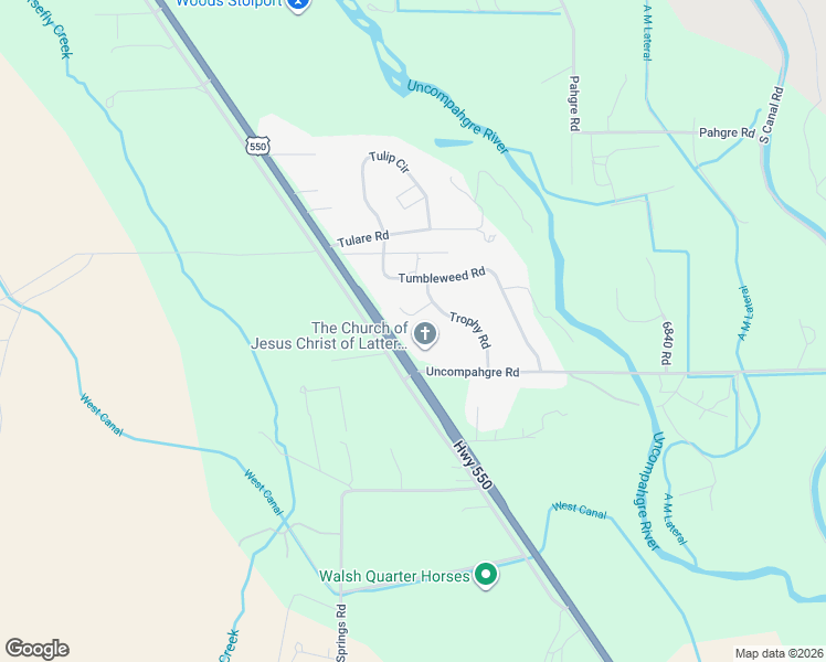 map of restaurants, bars, coffee shops, grocery stores, and more near 67877 Tailspin Ct in Montrose
