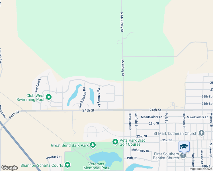 map of restaurants, bars, coffee shops, grocery stores, and more near 4201 Quail Creek Drive in Great Bend