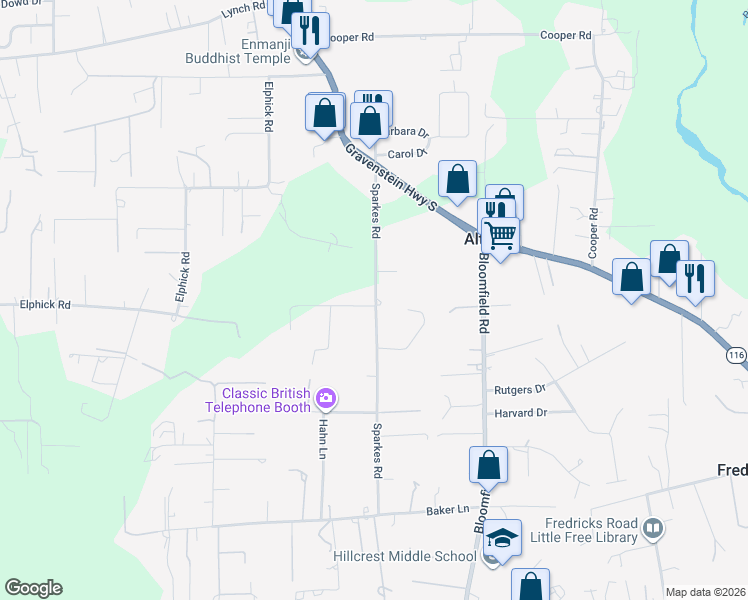 map of restaurants, bars, coffee shops, grocery stores, and more near 312 Mc Lendon Lane in Sebastopol