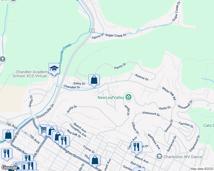 map of restaurants, bars, coffee shops, grocery stores, and more near 2014 Violet Street in Charleston