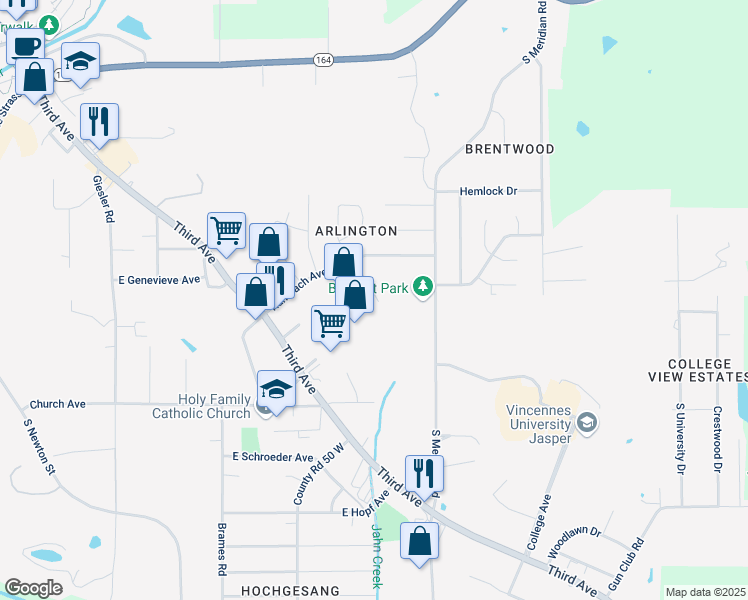 map of restaurants, bars, coffee shops, grocery stores, and more near 723 3rd Avenue in Jasper