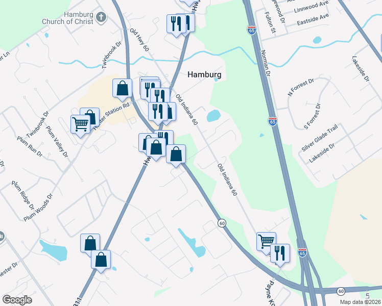map of restaurants, bars, coffee shops, grocery stores, and more near 8109 Old Highway 60 in Sellersburg