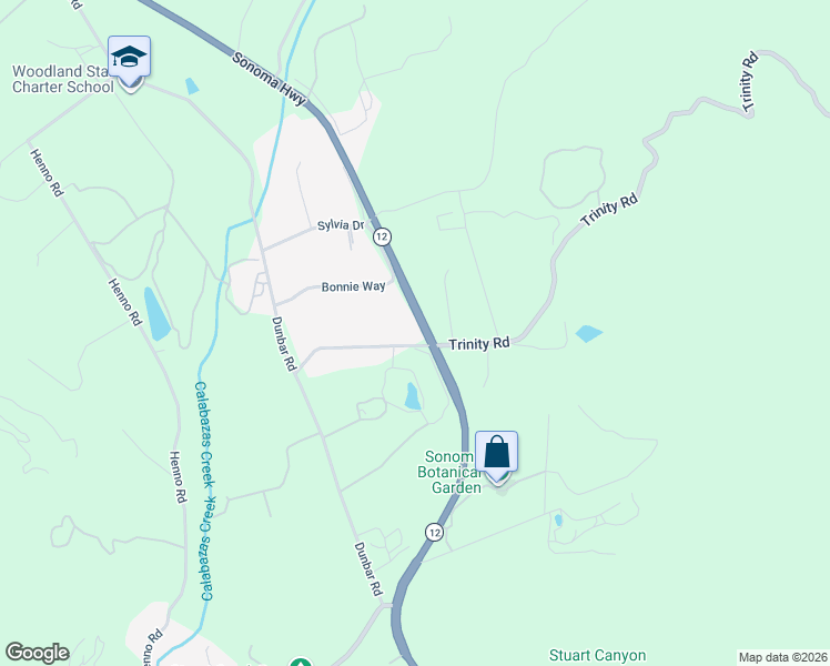 map of restaurants, bars, coffee shops, grocery stores, and more near 88 Bonnie Way in Glen Ellen
