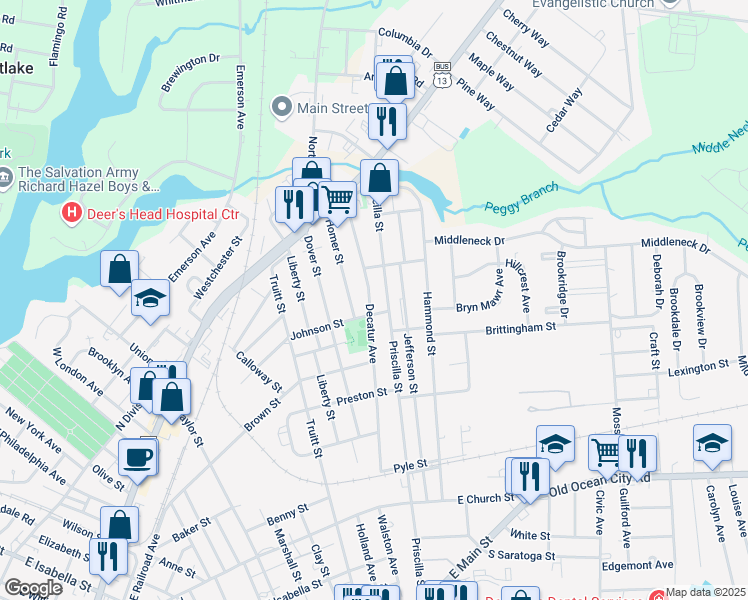 map of restaurants, bars, coffee shops, grocery stores, and more near 609 Decatur Avenue in Salisbury