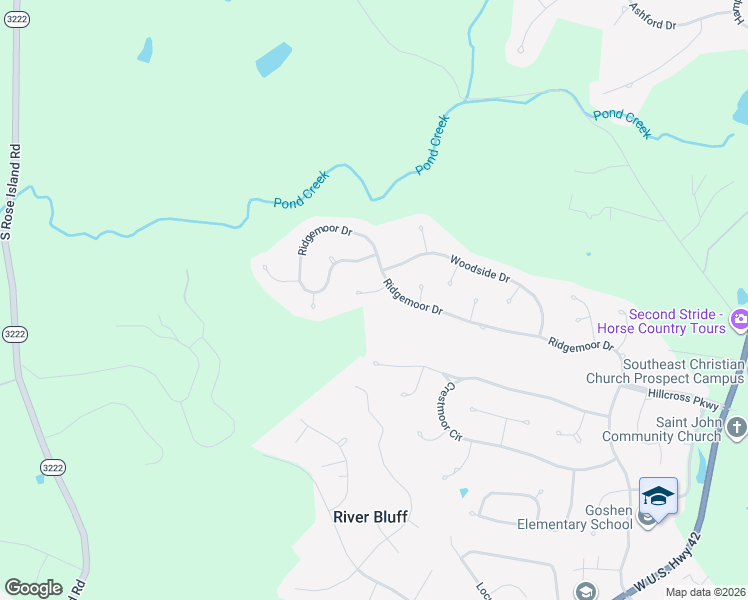 map of restaurants, bars, coffee shops, grocery stores, and more near 13100 Ridgemoor Drive in Prospect