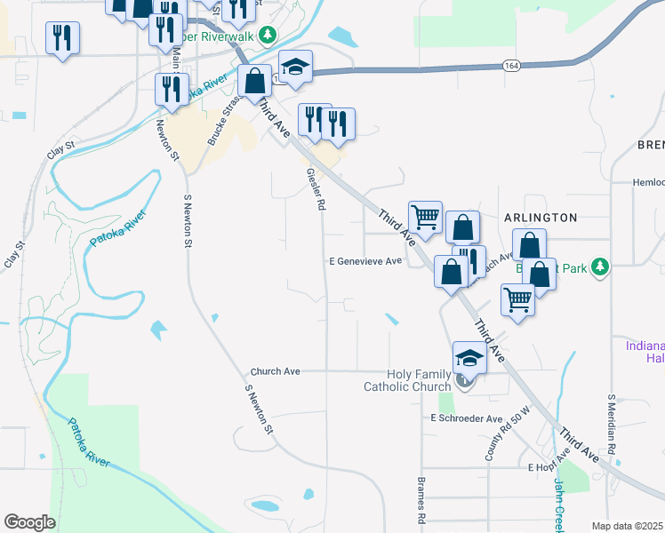 map of restaurants, bars, coffee shops, grocery stores, and more near 535 Giesler Road in Jasper