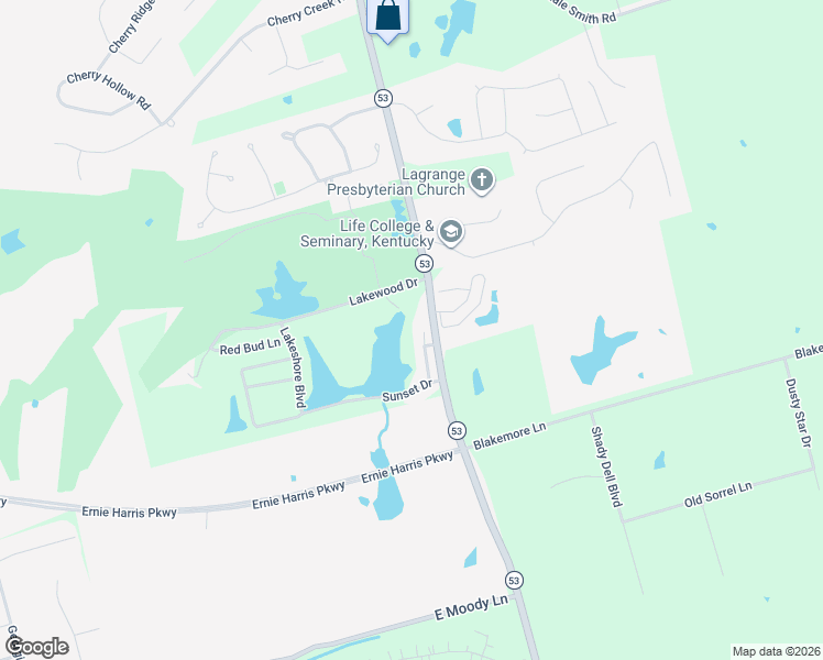 map of restaurants, bars, coffee shops, grocery stores, and more near 3104 Marian Way in La Grange